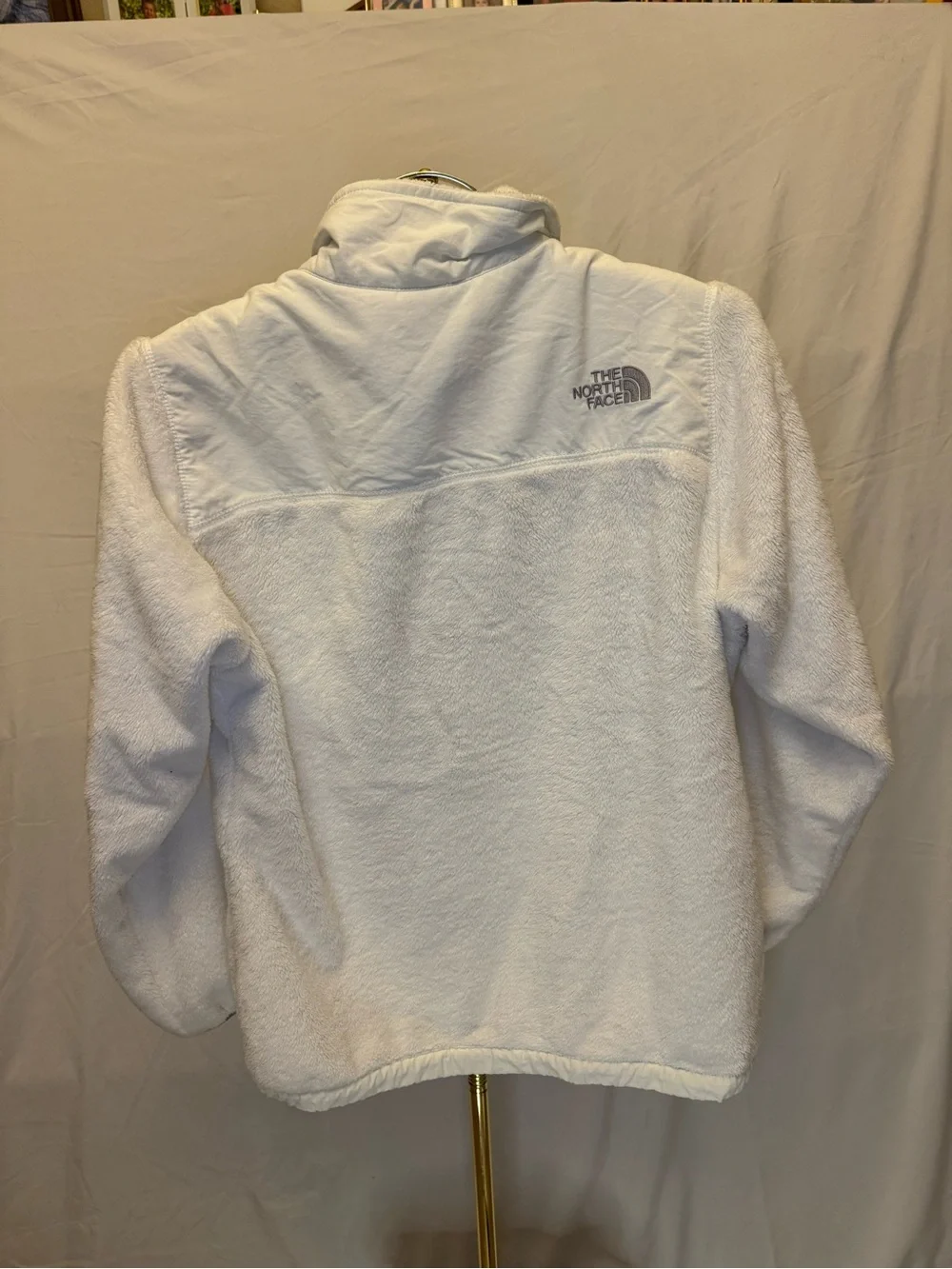 The North Face Girls White Teddy Fleece Jacket - Zip Front